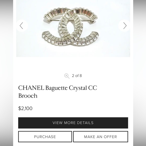 ✨ CHANEL ✨ Stunning Baguette Crystal CC Silver Brooch - Picture 8 of 9